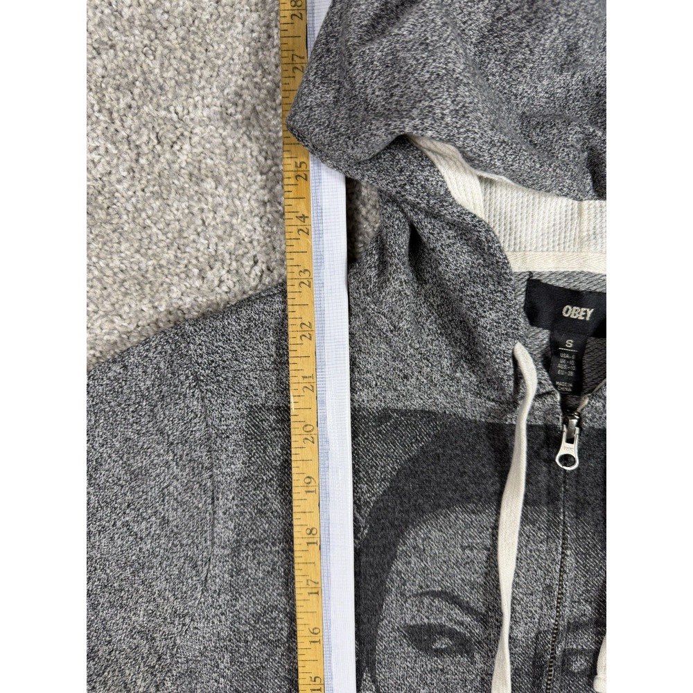 Obey Women's Grey Full-Zip Hoodie with Graphic Print – Size S (US 6) - Picture 6 of 8